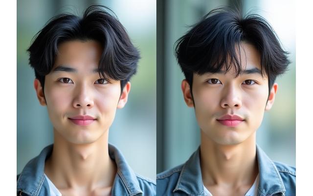 フレッシュなヘアスタイルで若々しくなった男性のビフォーアフター